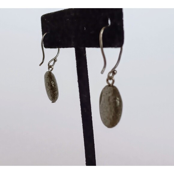 Vintage Sterling Silver 925 Natural Pyrite Round Drop/Dangle Earrings 1.25 in - Picture 4 of 10